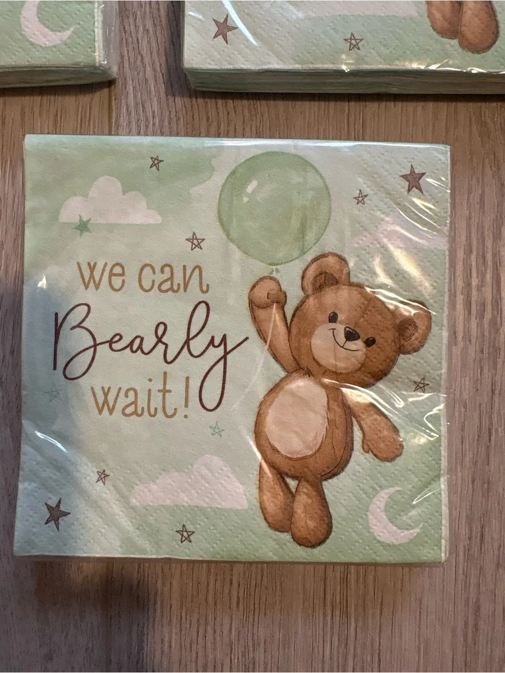 Teddy Bear Baby Shower Paper Plates & Napkins Set - Green